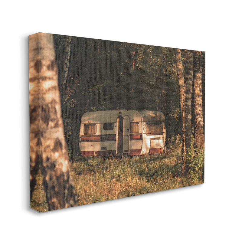 «Quiet Camper Van Deep Woodland Forest Clearing» par Daphne Polselli - photographie sur toile, Toile tendue