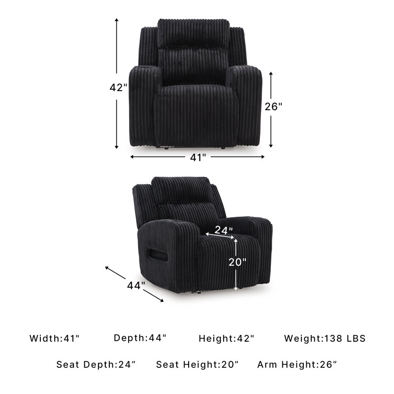Odhren Power Recliner, Black