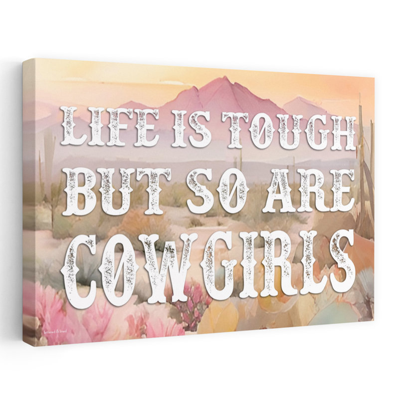 Cowgirl Tough - Art contemporain de fleurs de désert dans le désert, H 32 po x l 48 po