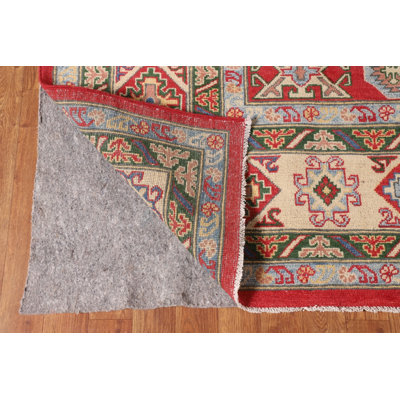 Tapis oriental rouge fait à la main Kazak 8