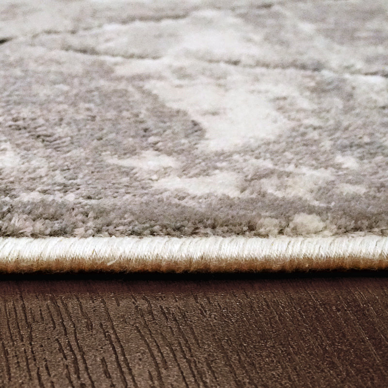 Tapis ivoire / gris Marcia, Rectangle 5 pi 3 po x 7 pi 7 po