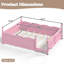 Lit de sol Montessori Queen avec barrières de sécurité pleine longueur et bibliothèque intégrée-313775707