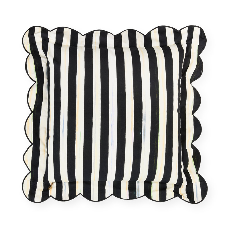 Courtly Check Reversible Scalloped Pillow, Square 20"