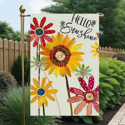 Polka Dot Sunflower Flag, Red 12X18 inch (30 x 45) Garden Courtyard