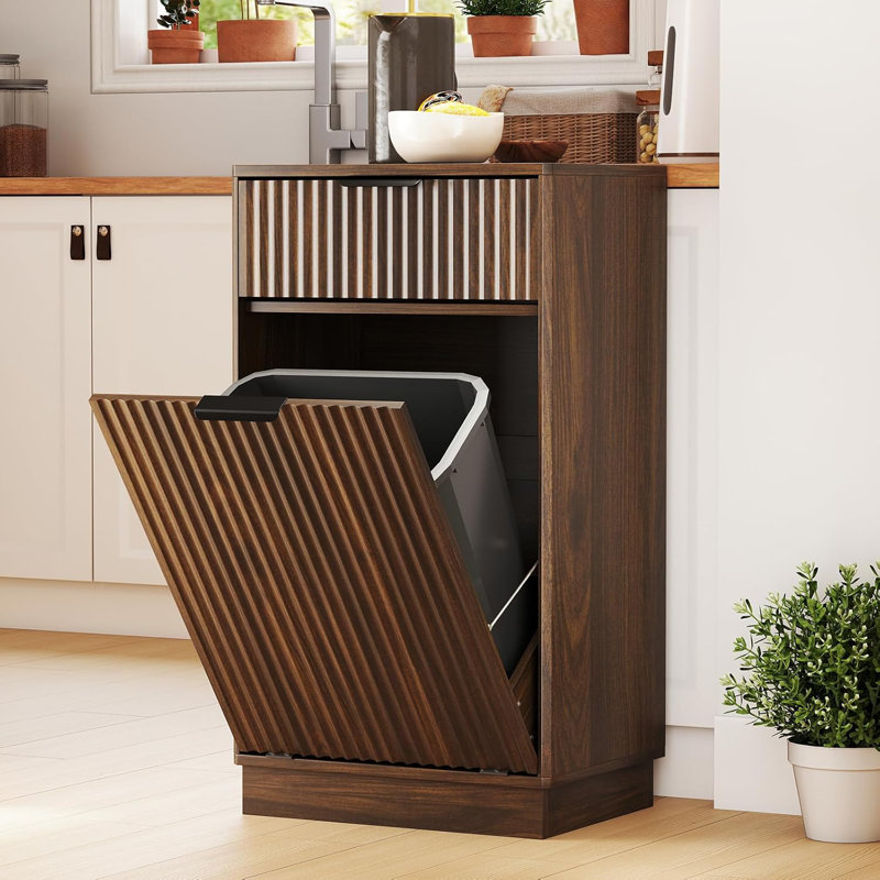 Armoire à ordures inclinable 13 gallons, Brun