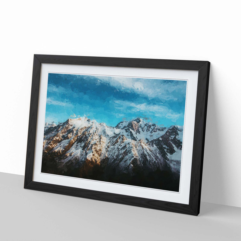Mountains in New Zealand in Abstract - Picture Frame Graphic Art Print, Black Framed, 27cm H x 36cm W x 2cm D