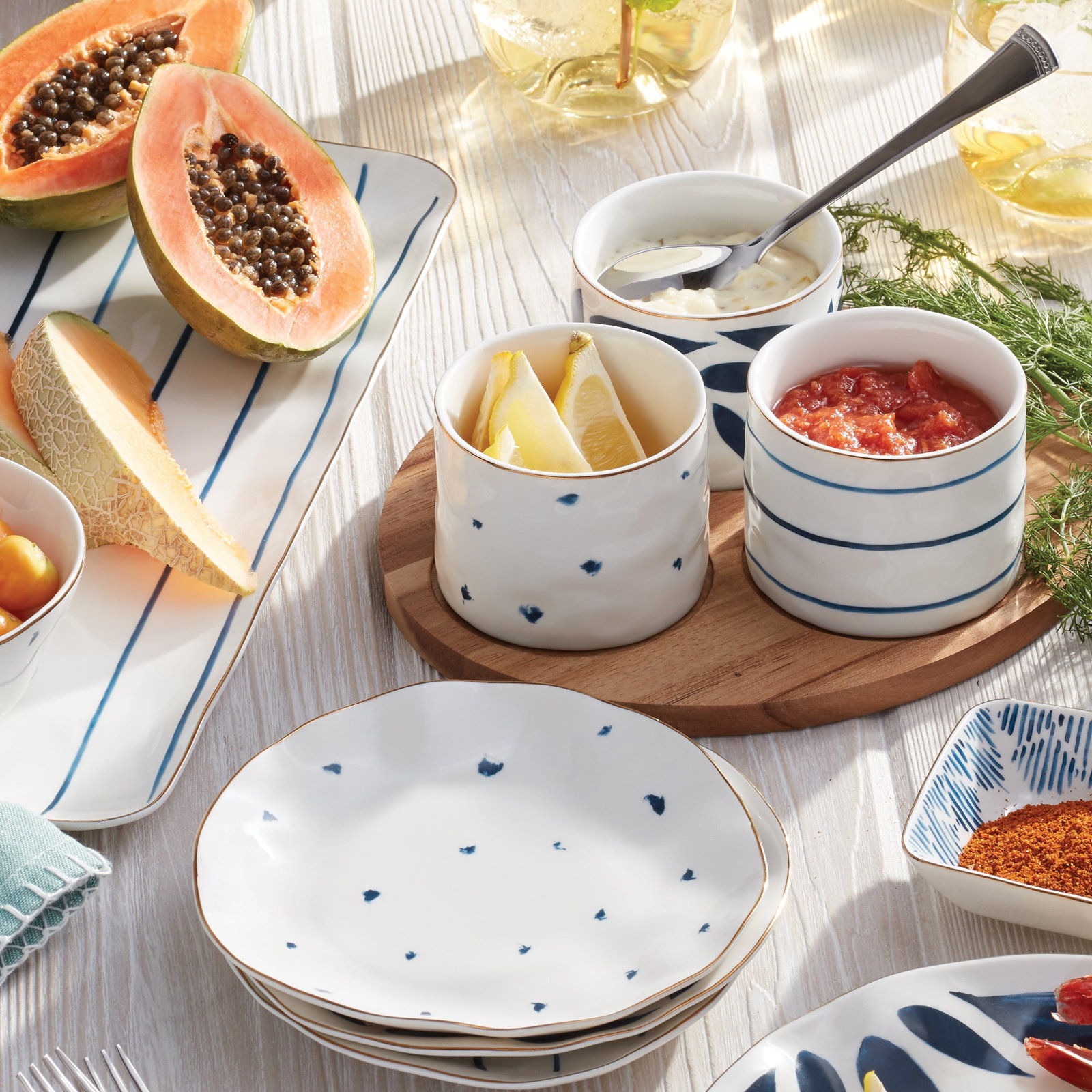 Lenox Blue Bay Porcelain Condiment Server