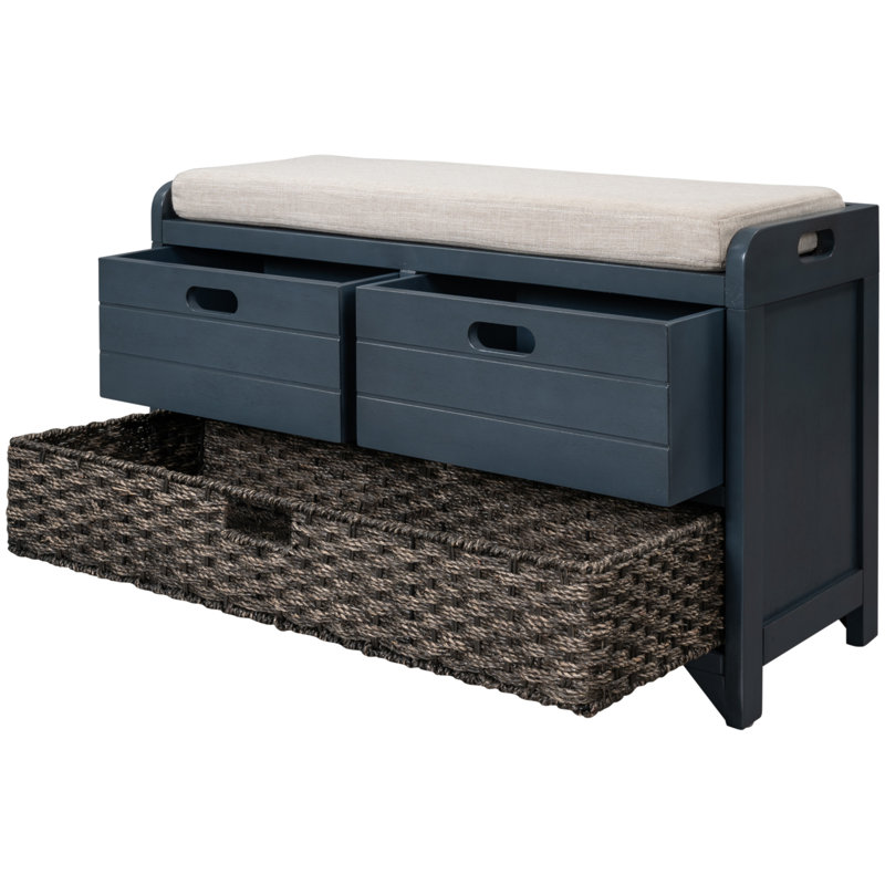 Fabric Upholstered Storage Bench, Navy