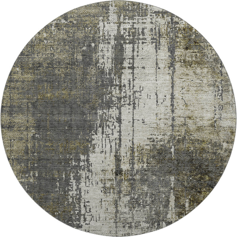 Premium Machine Washable Prisco Taupe Rug, Round 8'
