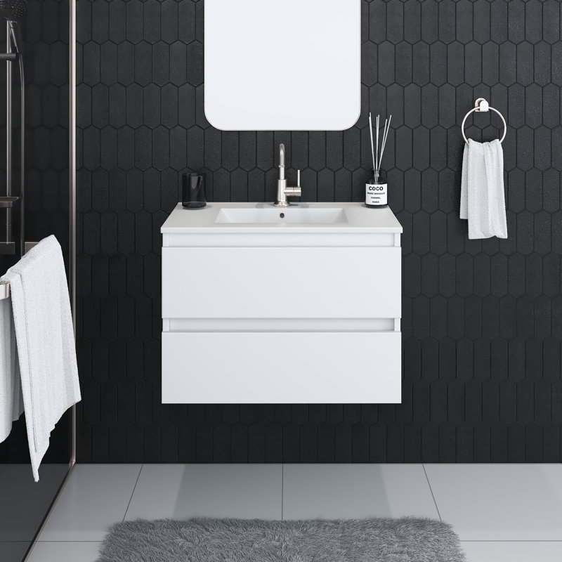 Salt 30'' Single Bathroom Vanity with Ceramic Top, White