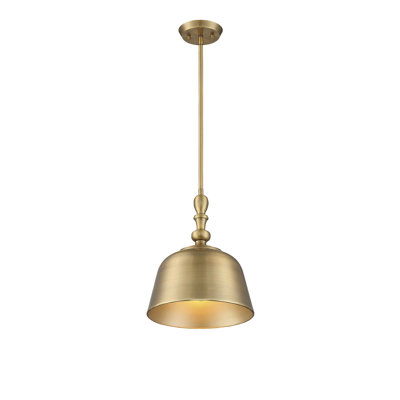 Hempstead 1 - Light Single Dome Pendant in Warm Brass