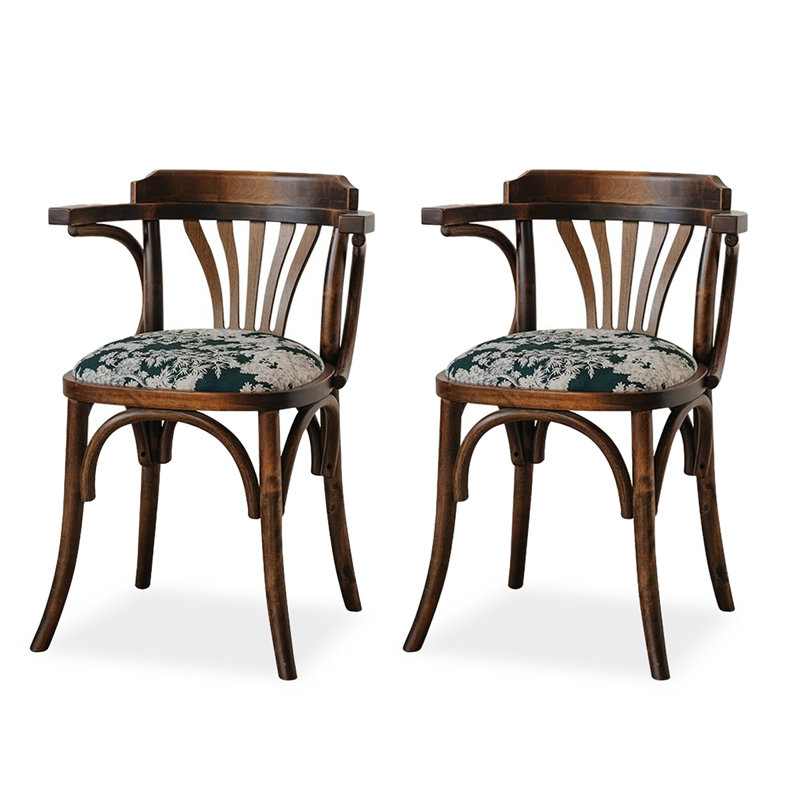 Chaise d'appoint à dossier à lattes en noyer noir (ensemble de 2)