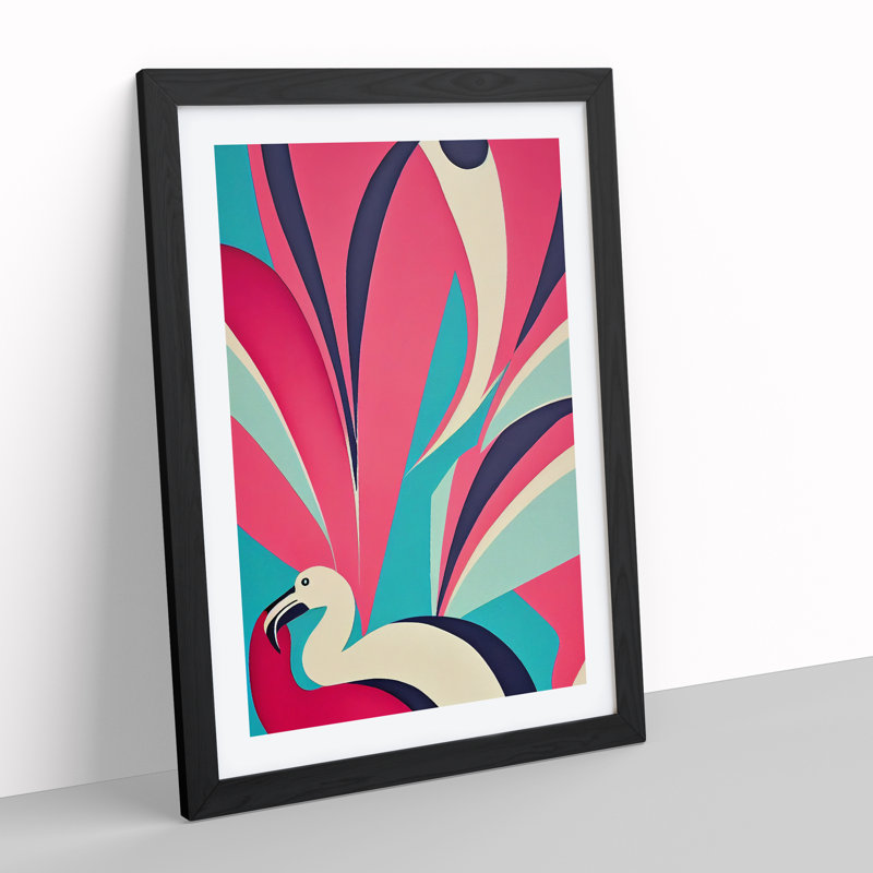 Flamingo in Abstract No.2 - Framed Print, Black, 46cm H x 34cm W x 2cm D