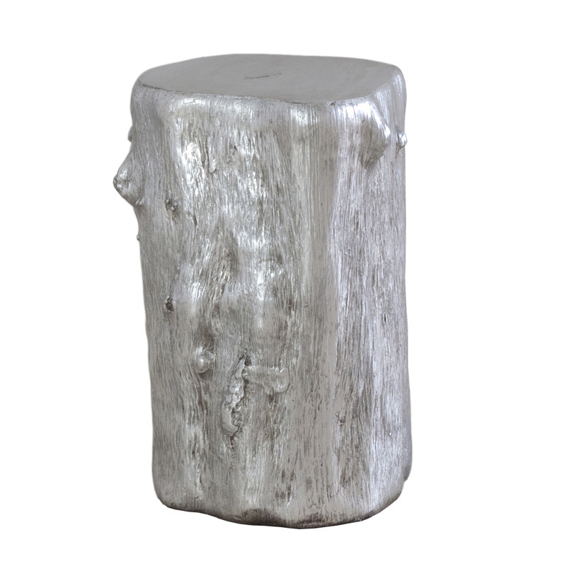 Small Silver Leaf Resin Log Stool