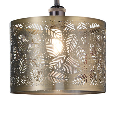 Contemporary Pendant Light Shade with Fern Leaf Decoration