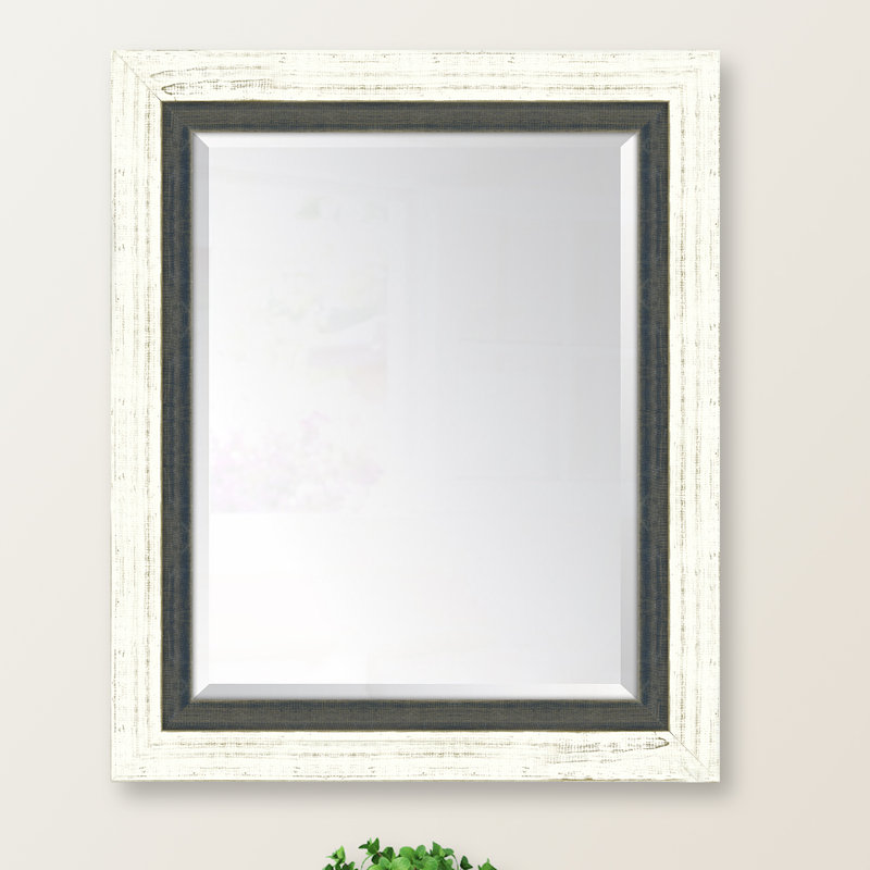 Chilhowie Wood Flat Wall Mirror, 36" H x 30" W, Black