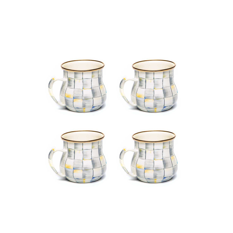 Sterling Check Mugs, Gray/White