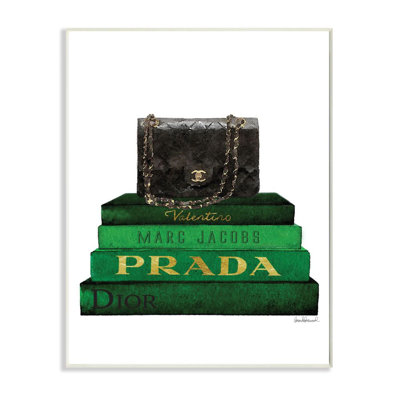 «Fashion Designer Purse Bookstack Green Black», impression