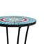 Superbe table d'appoint de patio avec tablette, carreau de céramique bleu et noir, base en fer, 14 po x 22,27 po, surface de travail élégante et durable