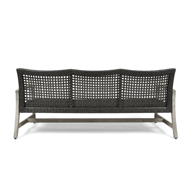 3 Seater Grey Outdoor With Handmade And Iron Accents Robust Metal & Wood Frame, Gray