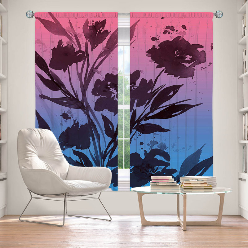 Rideau en polyester, L 40 po x L 52 po, Rose / bleu