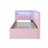 Twin Upholstered Platform Bed with Trundle, LED Lights, USB Charging Ports, Linen Headboard, No Box Spring Needed, Pink-129028728