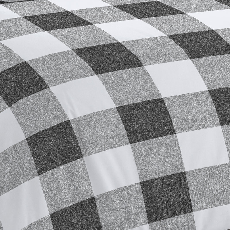 Grigg Chequered Duvet Cover Set with Pillowcases, Grey, Single Duvet Cover + 1 Standard Pillowcase