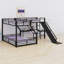 Lit superposé en L avec lit mezzanine, glissade et ports USB-652433235