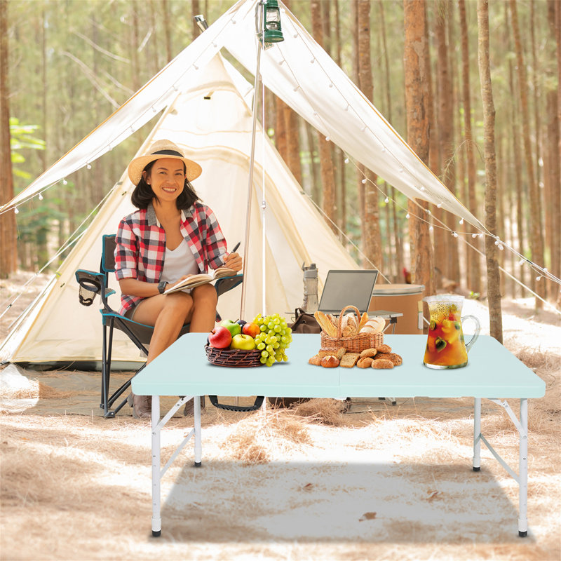 Table pliante portative bleue 4 pi 4 po poids pliable pour l'intérieur et l'extérieur Table de camping pliable (seulement avec la table)