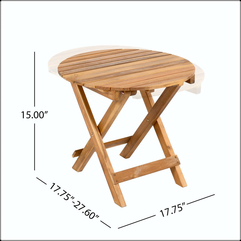 Table d'appoint d'extérieur pliable et réglable en bois d'acacia - finition teck, sans installation