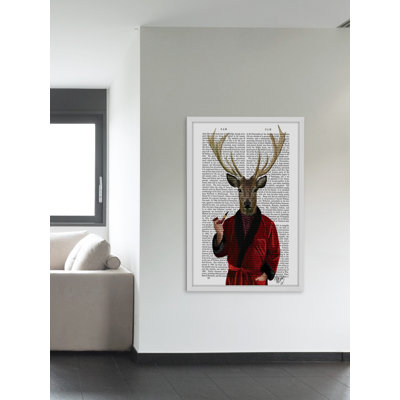 Bradner 'Deer in Smoking Jacket' Framed Painting Print