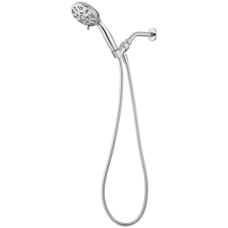 6-Spray 4.3 In. Wall Mount Handheld Shower Head 1.8 GPM Extra Long Stainless Steel Hose And Adjustable Bracket