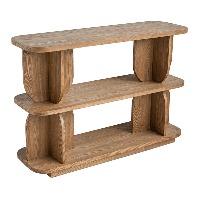 Tablette en bois 47x15x32.5 "à trois niveaux avec placage de frêne brun