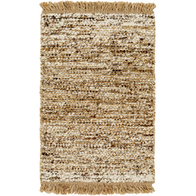 Cierra Abstract Hand Braided Jute/Wool Area Rug in Brown/Khaki