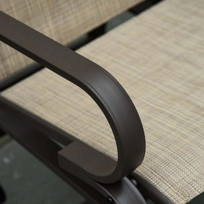 Tan Backyard Glider Chair. Smooth Rocking, Lightweight. 28" High With Neck Support. Breathable Mesh Fabric, Water . Strong, Supports 352 Lbs. Patio Outdoor & Ergonomic Mesh, Frame, For