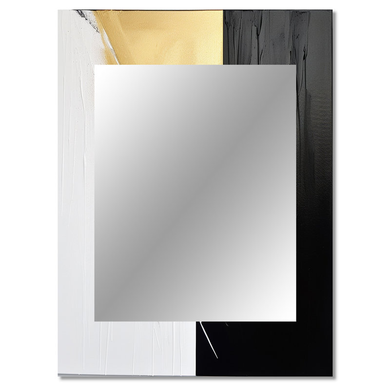 Minimal Joy en noir et or IV - peinture murale abstraite, miroir décoratif moderne, impression d'art en métal, 40 po x 30 po