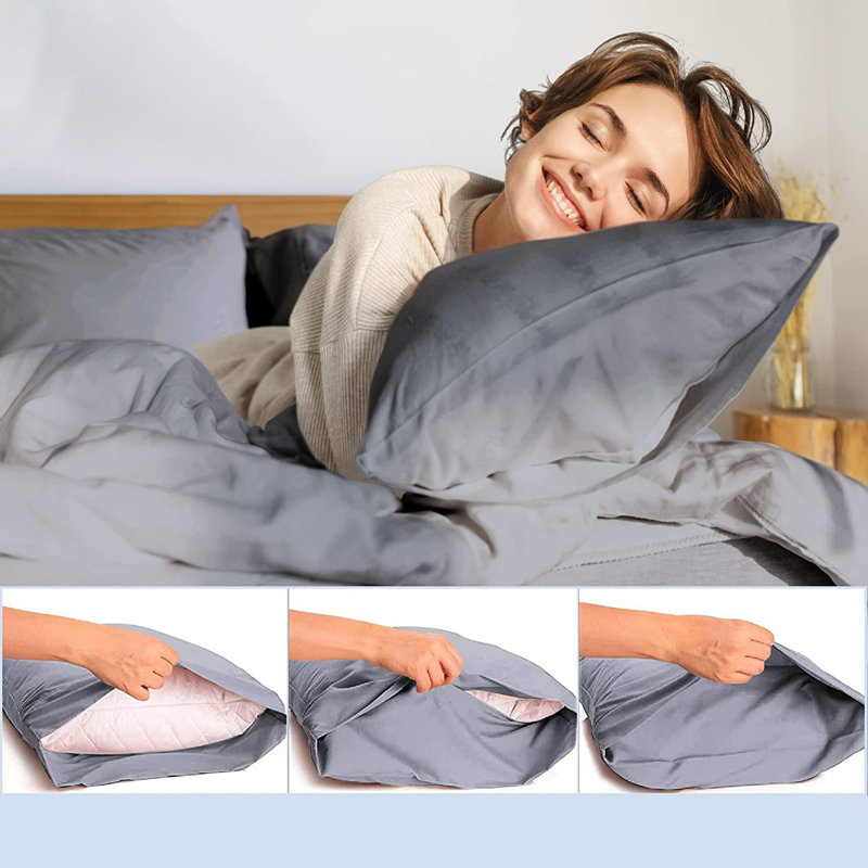 LuxClub 2 PC Silver King Performance Microfiber Solid Pillowcase Set, Silver, King Pillowcase
