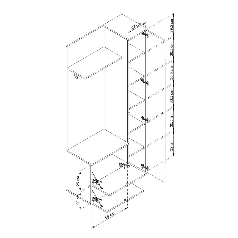 2 Door Manufactured Wood Wardrobe