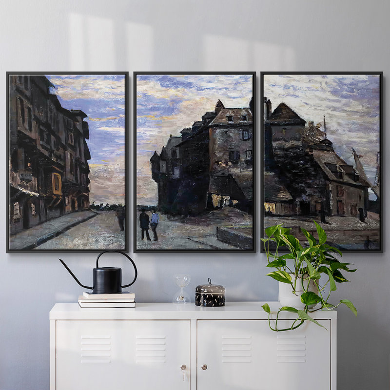 La Lieutenance à Honfleur, 1864, 3 pièces, H 24 po x l 48 po x P 2 po, Noir