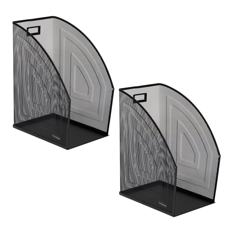 Black Steel Mesh Jumbo Magazine File Organizer Set