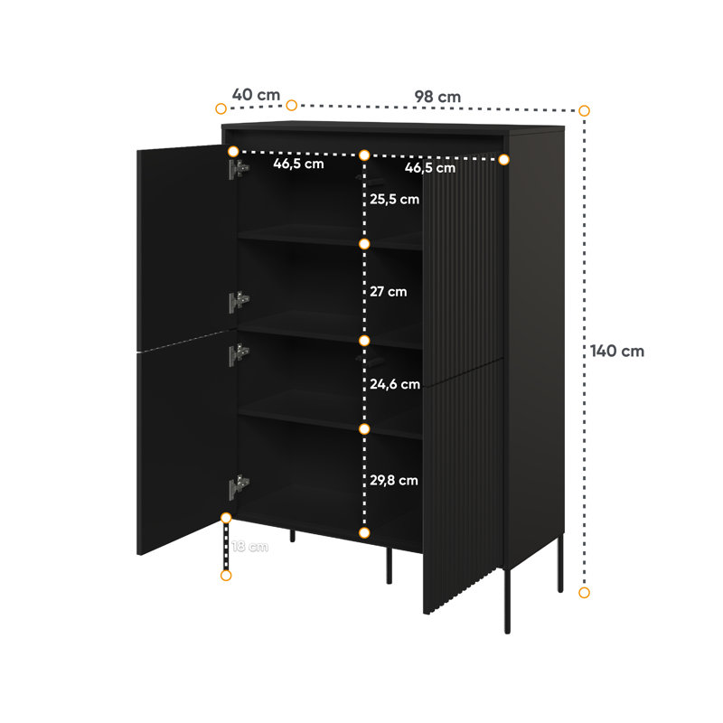 Alsha 98cm Sideboard, Black Matt