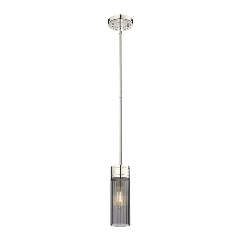 Luminaire suspendu 8 lumières Empire, Plaqué couleur fumée, H 9,63 po x l 3,13 po x P 3,13 po, Nickel poli