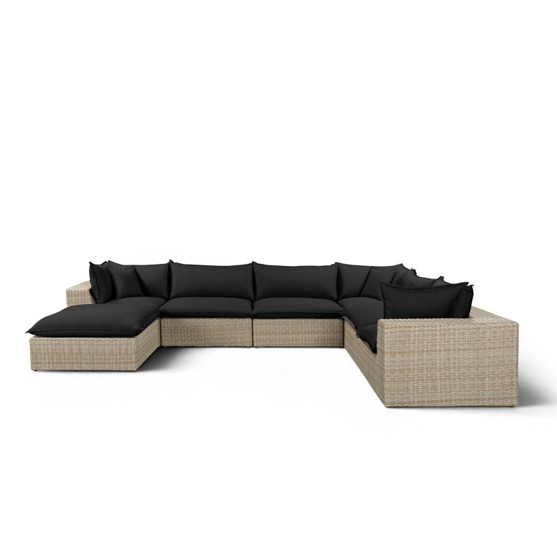 Grand canapé modulaire d'extérieur Cali, Sectional, Ottoman, 5