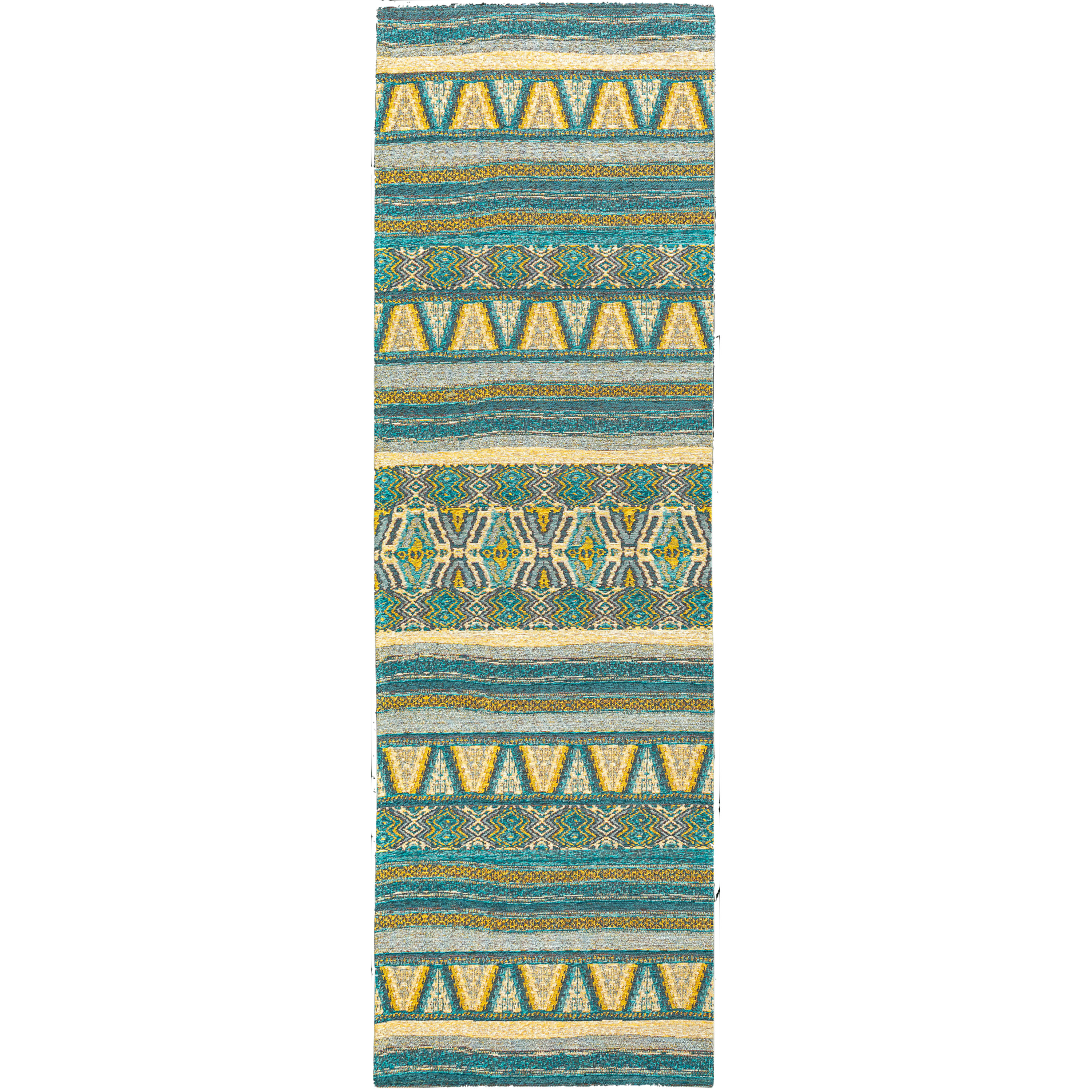 World Menagerie Episkopi Striped Flatweave Turquoise Beige Area Rug 