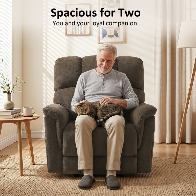 Large-Wide Power Recliner Lift Chair with Massage and Dual Heating, Infinite Position, Fabric, Brown Fabric