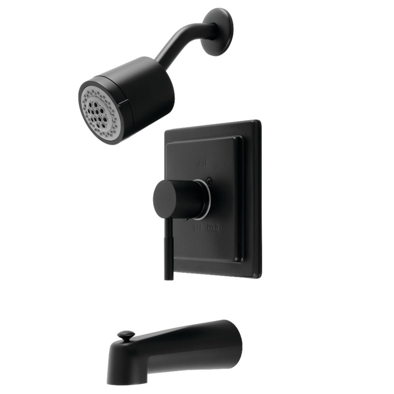 Kingston Brass Concord Single-Handle Pressure Balanced Tub and Shower Faucet, Matte Black