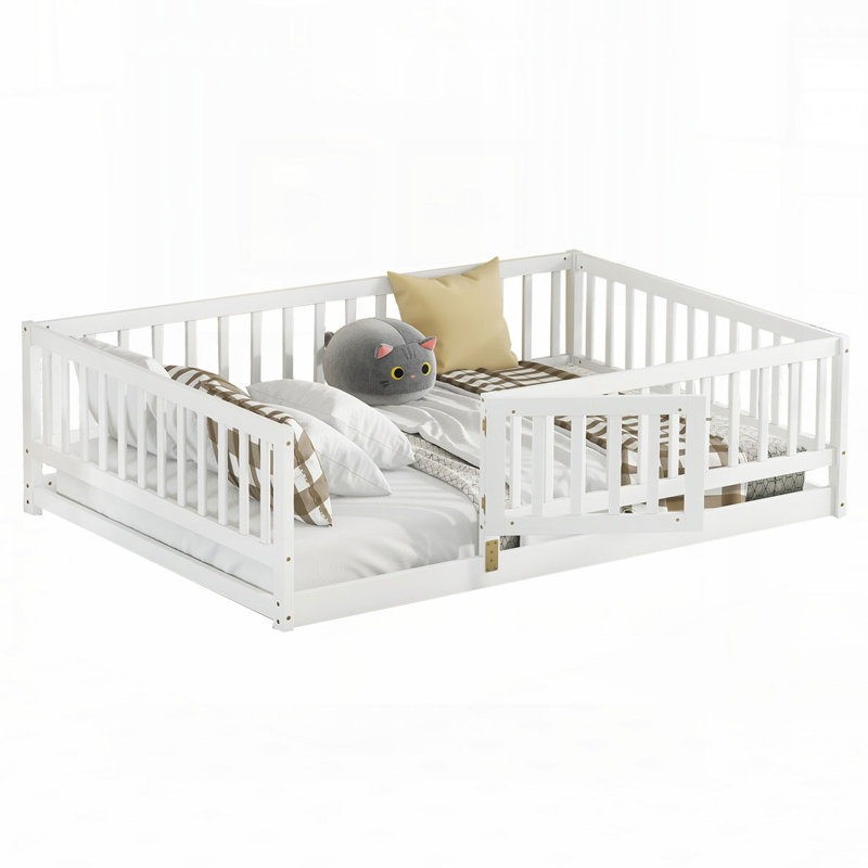 Wood Floor Bed, White, Full/ Double