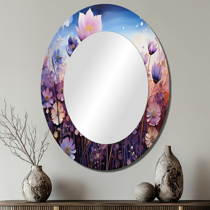 Miroir mural mauve moderne et violet, 40" x 30"