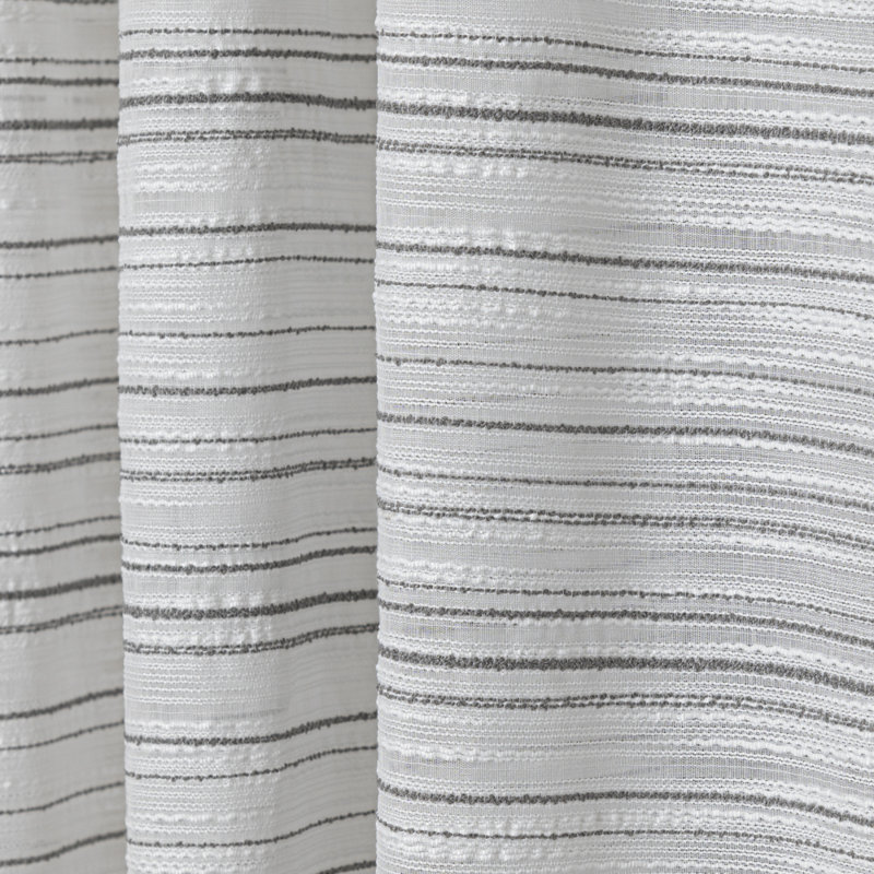 Cemya 100% Polyester Light Filtering Horizontal Stripped Curtain Panel with Rod Pocket Top , Gray, 52" W x 95" L