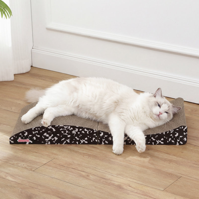 Griffoir pliable moderne en carton Elmin de 32 po avec herbe à chat, Black/White